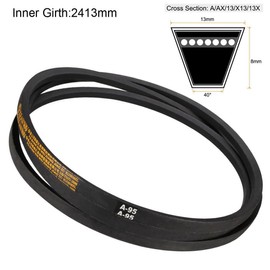 TA-VIGOR A95 Drive V-Belt, 95" Inner Length 13mm Width 8mm Thick Rubber Transmission Belt, A-Section V-Belt for Power Drive Systems