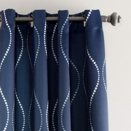 Lush Decor Swirl Light Filtering Window Curtain Panel Pair, 95" Long x 52" Wide, Navy