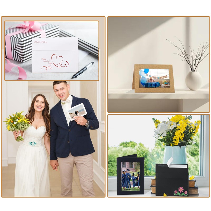 Silunkia 60 Packs White Photo Frame Cards with Envelopes for