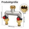 2 Wege Wasseranschluss Verteiler Hahnverbinder, Garten Wasserhahn Wasserverteiler aus Messing,