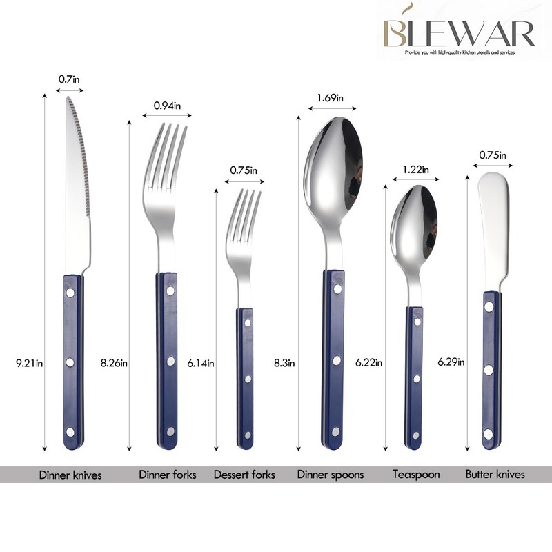 Rivet ABS Faux Wood Handle Silverware Set - 6-Piece Stainless