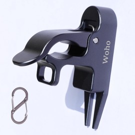 Woho Magnetic Golf Cart Cigar Holder for 30-60 Rings, Aluminum Alloy Clip Holder for Golf Cart with Fork Hold Item in The Grass, Golf Cart Accessories with Dual Opening Carabiner, Gift for Men(Gray)