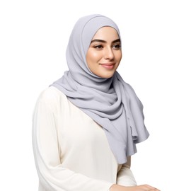 ShopMiey Premium Jersey Head Soft Scarf Muslim Hijab Shawl Wrap for Women (Light Bluish Grey)