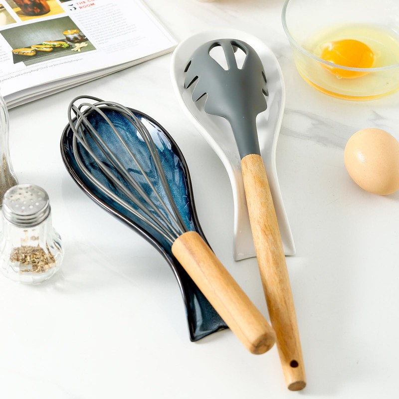 Tikooere Ceramic Spoon Rest for Stove Top,Large 8.7 Inch Spoon
