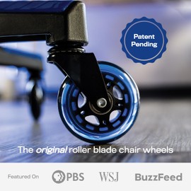 The Original Roller Blade Office Chair Wheels (As Seen On PBS) - Incredibly Smooth & Quiet Rolling Casters - Safe for Hardwood Floors & Carpet - Easy Installation with Universal Fit - Set of 5 - Blue