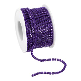 QUARKZMAN 10 Yard Crystal Rhinestone Chain 3.0 mm Sew-On Closing Claw Chain Trimming for Crafts Jewellery Clothing Bags Shoe Decoration Deep Purple 1 Roll