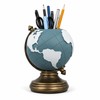 Globe Pen Holder for Desk Organization - Decorative Resin Stationery