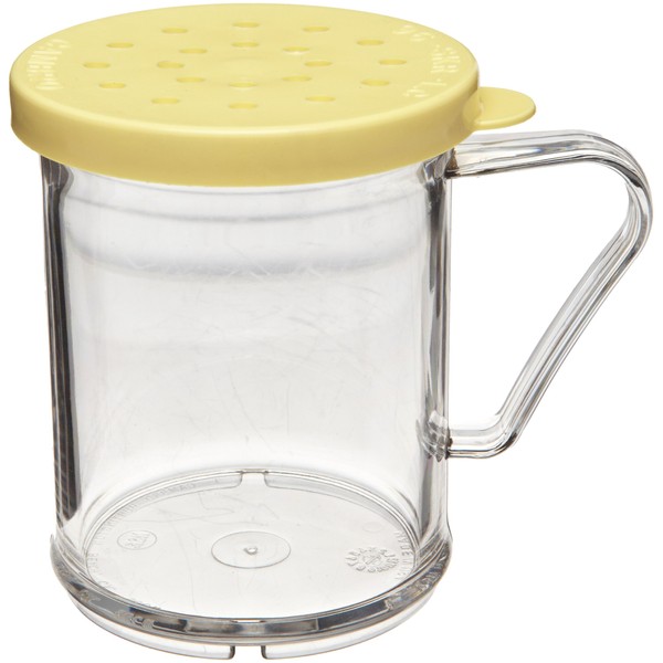 Cambro 96SKRC 10 oz Capacity, Camwear Polycarbonate Shaker/Dredge with Yellow Cheese Lid