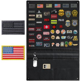 J.CARP Patch Board, Patch Wall Tactical Patch Display, Hook and Loop Military Patches Holder (Black 34.6" * 22.8" Comes with 2Pcs Flag Patches)