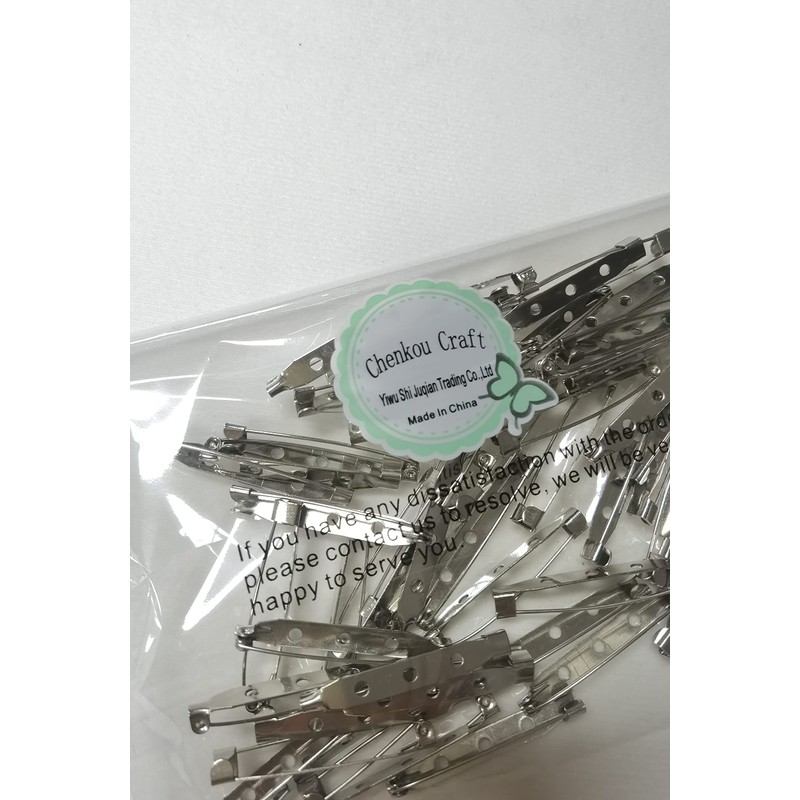 50PCS 20/25/30/38/45mm Silver Plated Metal Back Brooches Bar Pin (38mm)