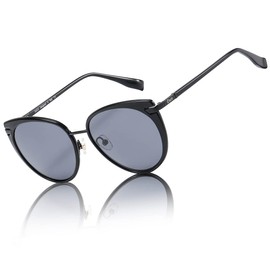 DUCO 1222 Women's Sunglasses, Polarized Sunglasses, UV Protection, UV 400, For Driving, Stylish, Cat Ear, Design, Small Face Effect, Sunglasses Women UV Protection, multicolor (black / gray)