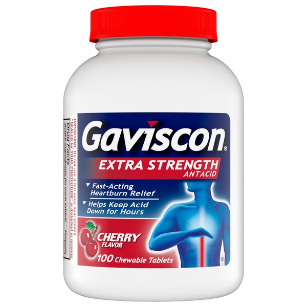 Gaviscon Extra Strength Cherry Chewable Tablet For Fast-Acting Heartburn Relief,