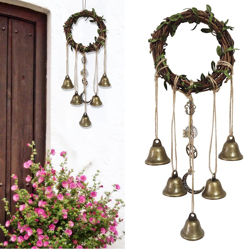 Witch Bells for Home Protection, 2Pack Handmade Witch Wind Chimes