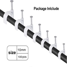 100PCS Round Cable Clips, 6MM Electrical Cable Wall Clip Cable Nail Clips Management, Wire Tidy Clips Pins Cable Tacks for Ethernet, Electrical Cables, Wires