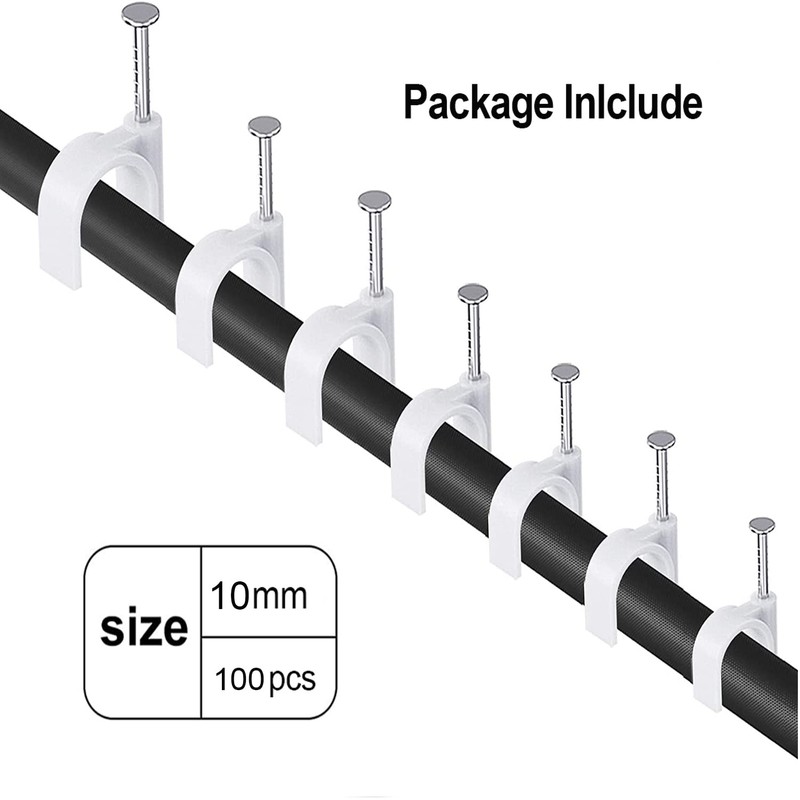 100PCS Round Cable Clips, 6MM Electrical Cable Wall Clip Cable