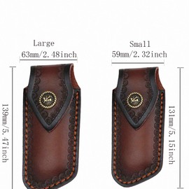 MUZZIOU Shop Knife Sheaths, 5.1" Pocket Knife Sheath for Belt, Leather Knife Sheath for Belt, Pocket Knife Holder, Leather Sheath Folding Knife (Small)