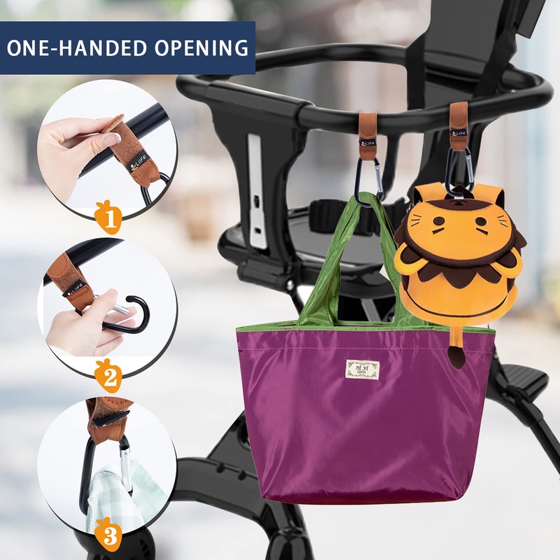 4 Pack Baby Stroller Hooks for Hanging | Multipurpose Stroller