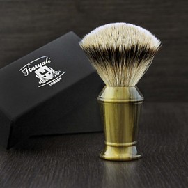 Silver Tip Badger Hair Shaving Brush in Imitation Horn Shaving Brush Buffalo Horn Handle. Nizza Classic Look