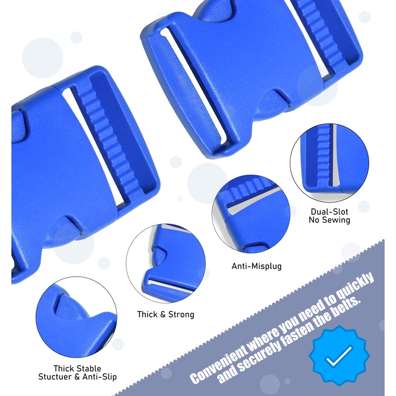 Lakesstory 4 Pcs Plastic Buckles 1.5 Inch Quick Side Release