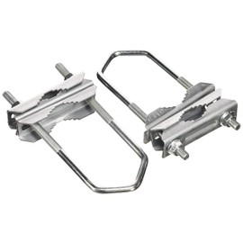 HD-LINE 2 x Double Clamp Sat Mast Clamp Teeth Clamp up to 60 mm Galvanised Balcony Silver 4