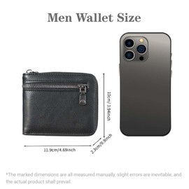 AegatarLue Men Wallet PU Leather Wallets with Multiple Credit Card Slots and Zipper, Small Wallet for Men Credit Card Holder Wallets with ID Window and Coin Purse (Casual, Black)