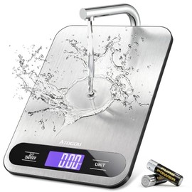 Atogou Food Scale, 33lb/ 15kg Digital Kitchen Scale with Full View LCD Display, Durable Stainless Steel Surface, for Cooking, Baking, Meal Prep Black