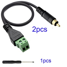RUNCCI-YUN 2PCS RCA Male Plug Connectors,RCA Terminal Block Cable RCA Audio Video Connector Solderless RCA Male Plug to AV Screw Terminal Cable, RCA to 2Pin Female Audio Speaker Cable