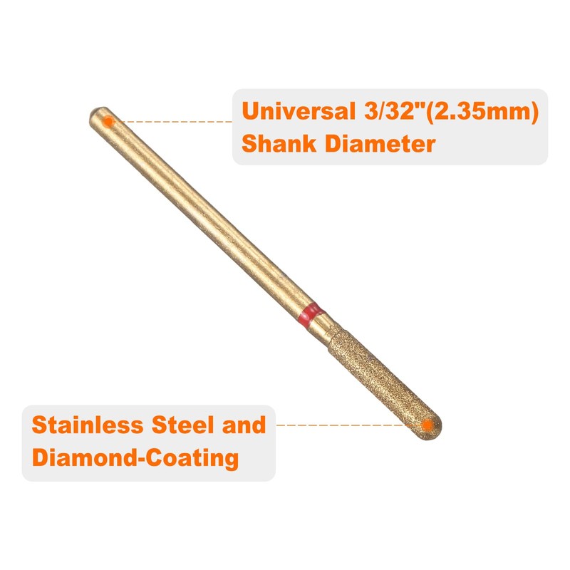 sourcing map 5pcs 200-230 Grits Diamond Grinding Bit 2.6mm Cylindrical