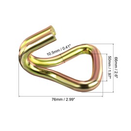 sourcing map Double J Strap Hook 50 mm High Load for Truck Trailers Pack of 4