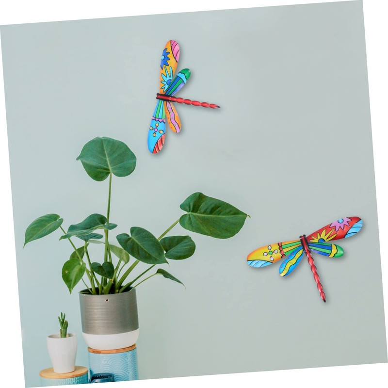 ABOOFAN 2sets Dragonfly Ornaments Iron Craft Home Decor Wall Decor