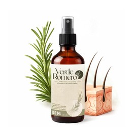 Verde Romero - Tratamiento de Romero para Crecimiento de Cabello y Reparación de Pelo Dañado - Con Aminobiotina, Extracto de Chile y Multivitamínico - Repara y Nutre desde la Raiz (Grande 120ml.)