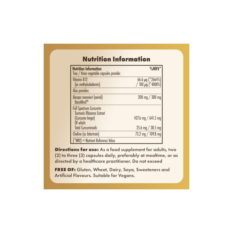 Solgar Brain Works Curcumin & BacoMind Vegetable Capsules - Pack