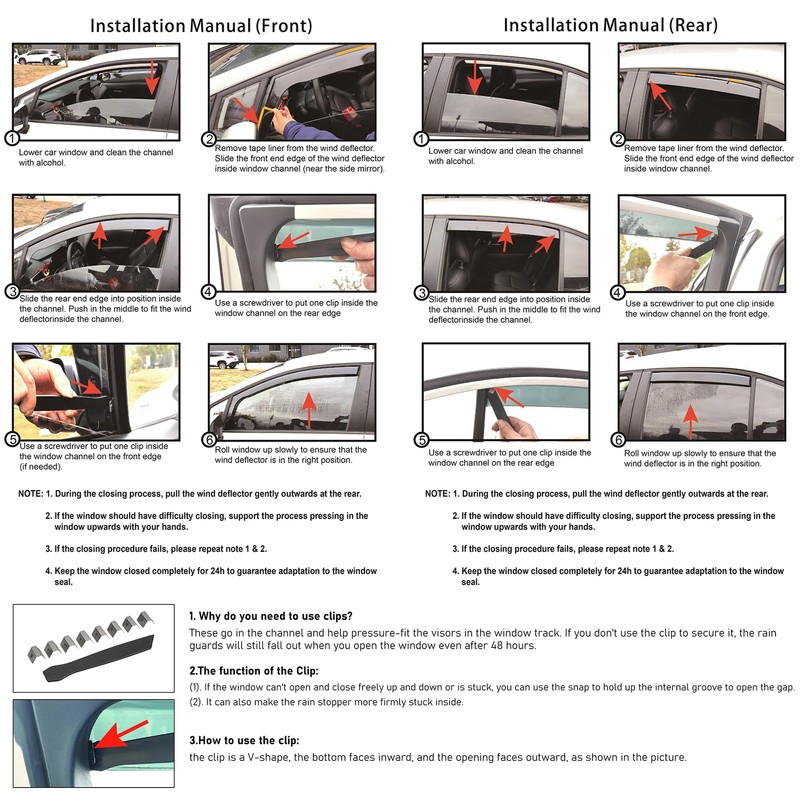 HOPE YOU READY Shatterproof in-Channel Window Rain Guards for 2015-2021