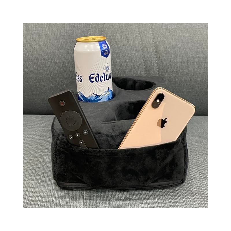 Couch Cup Holder Pillow, Couch Drinks Remotes Holder for Center