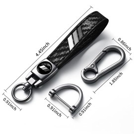 Annloysky Tri-Color Sports Carbon Fiber Leather Metal Car Key Chain Keyring Accessories, Keychain Keyring Family Present Car Accessories