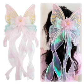 YANHUILAY Ribbon Hair Pin, Bow, Hair Clip, Lace, Bowknots, Large, Cute, Stylish, Hair Accessory, Birthday, Recitals, Fireworks Festival, Coming of Age Ceremony, School Entrance Ceremony, Women's,