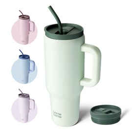 bottlebottle BOTTLE BOTTLE 40oz(1.1L) Kaffeebecher Edelstahl mit Griff und Strohhalm für Reise Geschenke Party Büro Uni Sport, Thermosflasche BPA Frei auslaufsicher (Grün)