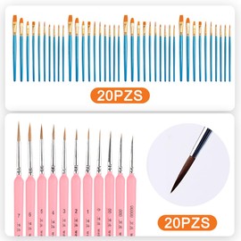 NIAWEA Kit 31pzs Pinceles de Detalle Micro y Pinceles para Pintura Acrilica,Incluir 11 Pinceles Miniatura para Detalles + 20 Cepillos de Pintura,para Pintura al Oleo,Cara,Uñas,Modelado,Detalles y Más