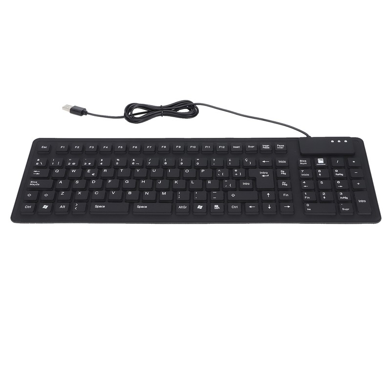 Keyboard 108 Key Spanish USB Wired Portable Foldable Quiet Waterproof
