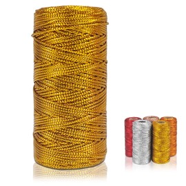 LEREATI Cordel de panadero, cordel dorado para envolver regalos, cordel de Navidad fino inelástico, cuerda decorativa metálica con purpurina para manualidades, materiales de embalaje, etiquetas de regalo