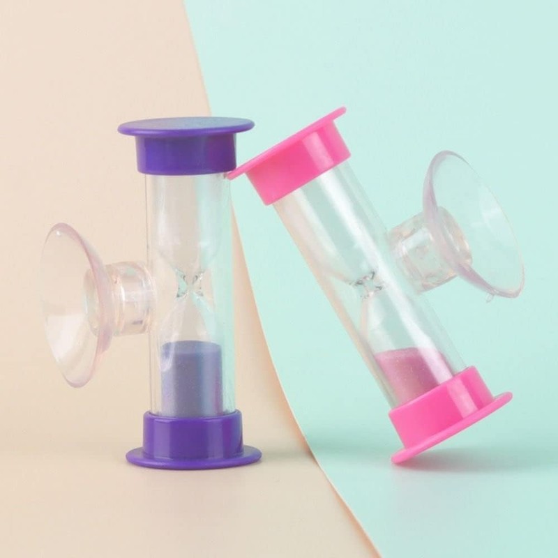 1Pc Purple Timer 3mins Sand Clock Timer Plastic Suction Cup