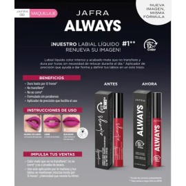 Labial Líquido Matte Jafra - Línea Always Larga Duracion                                                                                              