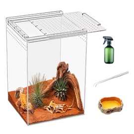 KAKOOTI Reptile Terrarium kit,8" x 8"x 12" Reptile Breeding Box, Magnetic Acrylic Enclosure,for Snake, Tarantula,Hermit Crab，Jumping Spider，Iguana，Leopard Gecko，Bearded Dragon, Insect, Mantis