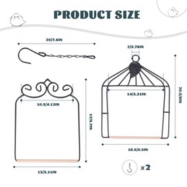 XYADX 2PK Metal Frame Hummingbird Swings and Perches with Wooden Dowel Black Bird Swing Outdoor Bird Perch Humming Bird Swing (2)