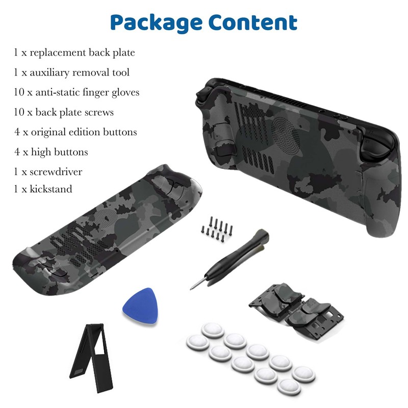 Replacement Back Plate for Steam Deck with Thermal Port, Angle