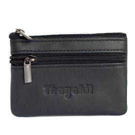 Thayakii Genuine Leather Wallet, Card Case, Zippered Key Case, Two Sizes for Men and Women, black