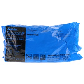 Grippaz Food Plus 8 Mil Nitrile 12" Disposable Gloves 48-Pack, Fish Scale Grip, Enhanced Fatty Food Handling, Blue, 2X-Large (67-308/XXL)