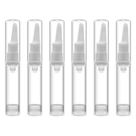 Vacuum Pump Bottle, 10ml, 6 Pcs Airless Pump Bottle, Plastic Cosmetic Container, Empty Refillable Eye Serum Vacuum Bottle, For Travel, Office, Portable Small Bottle (Clear)