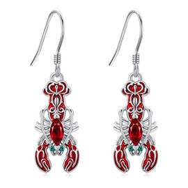 DAYLINLOVE Lobster Earrings 925 Sterling Silver Filigree Crawfish Hanging Earrings Ocean Lobster Party Jewellery Gift for Women Girls Women Mother Lobster, Sterling Silver, No Gemstone