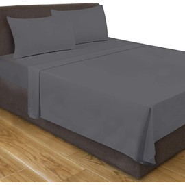 Utopia Bedding Flat Sheets - Pack of 6 - Soft Brushed Microfiber Fabric - Shrinkage & Fade Resistant Top Sheet - Easy Care (King, Grey)